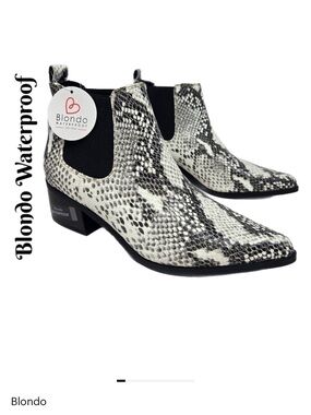 Blondo Emelia Waterproof Boots Sz 7M Snake Skin Embossed Cowgirl Inspired Casual